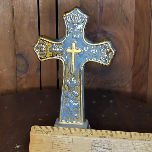 Gold and Gray Ceramic Cross - Picture 6 of 12